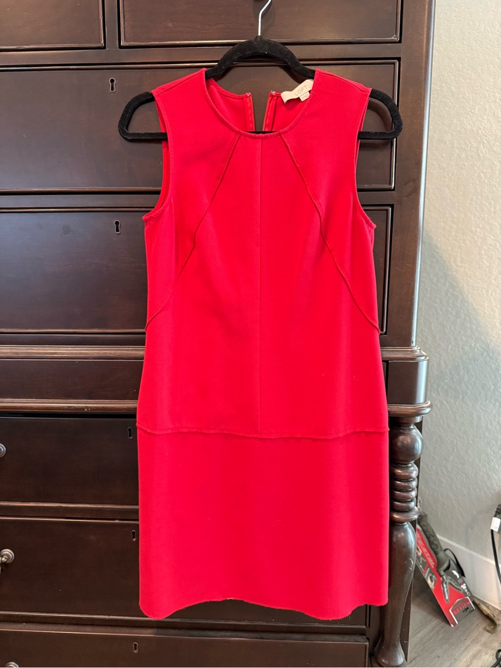 LOFT Red Sleeveless Mini Shift Dress